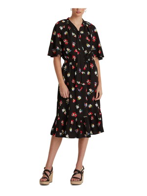 

LAUREN RALPH LAUREN Черное женское платье без подкладки со швами реглан Petites, Черный