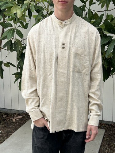 Vintage Pack Shirts Woven Silk Sz XL Men's Neru Collar Shirt