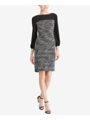 

LAUREN RALPH LAUREN Женское черное платье-футляр с рукавами 3/4 Petites, Черный