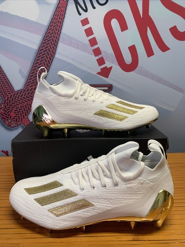 Adidas Adizero Primeknit Football Cleats White Gold Metallic Size 12.5 RARE Size 12 - adidas Adizero Cleats Primeknit White Gold  main image 2