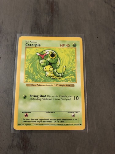 Pokemon Caterpie Hp Error-Shadowless Base Set-45/102-LP | eBay
