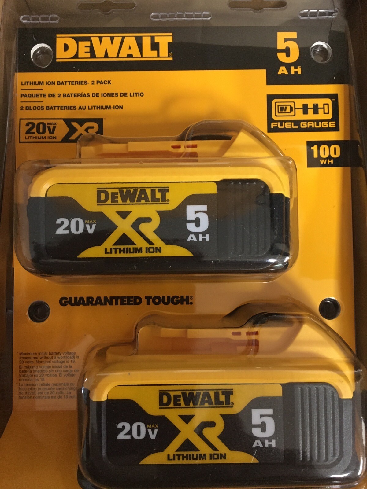 2 PCS Genuine Authentic OEM DeWalt DCB205 20V MAX XR 5AH Bat