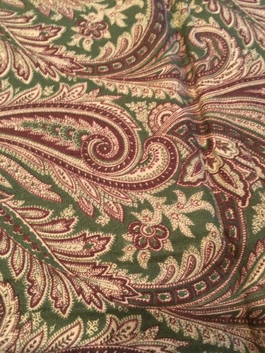 Vintage Paisley Print Fabric Cranston Print Works 2 Yds 42 Wide Green & Purple