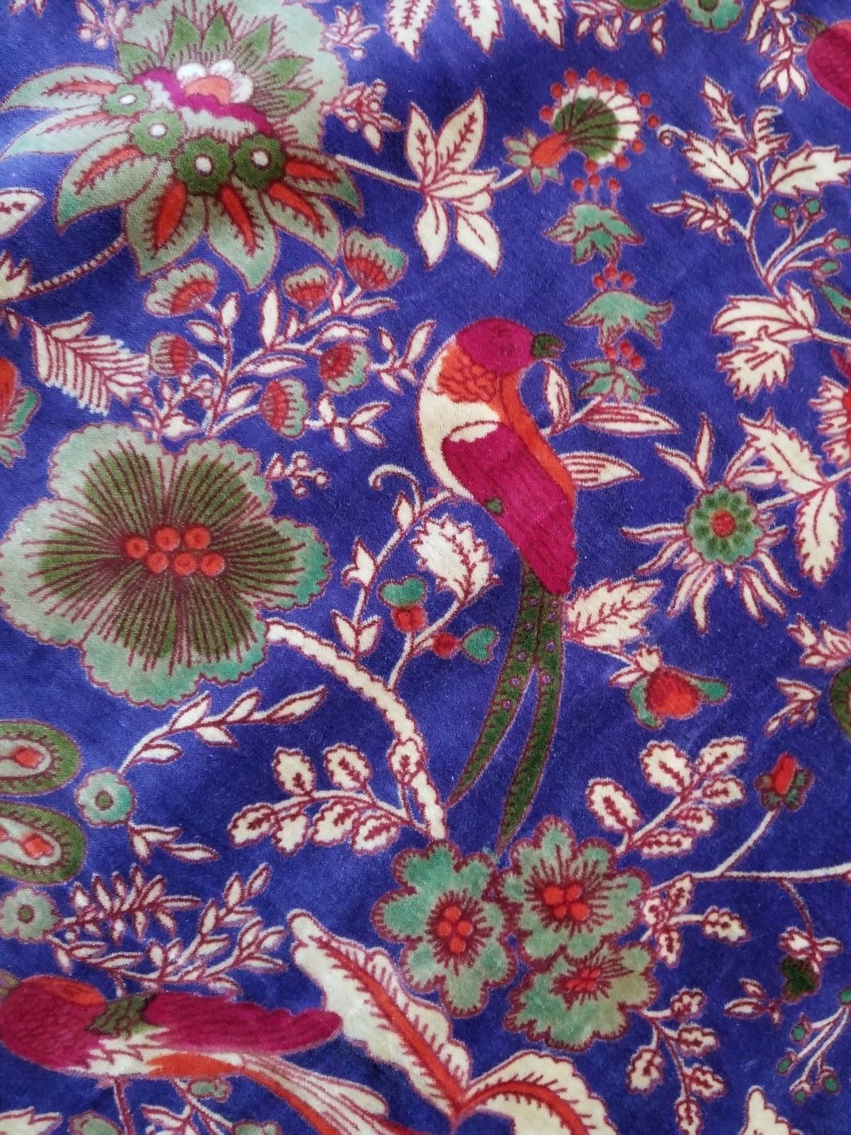 10 YDS VINTAGE CHINOISERIE COTTON UPHOLSTERY VELVET FABRIC ASIAN DESIGN
