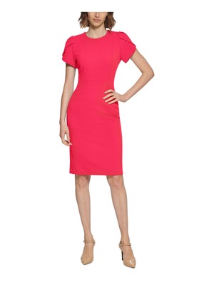 Женское вечернее платье-футляр CALVIN KLEIN с розовой подкладкой и рукавами-тюльпанами длиной выше колена 8