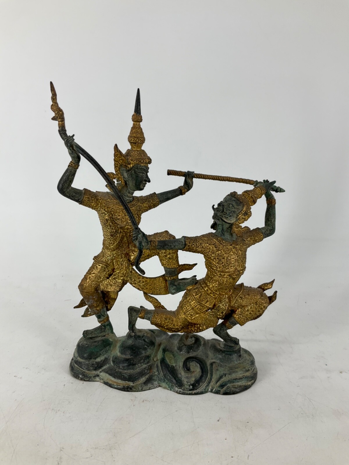RARE Vintage Temple Warrior Figurine in Gilt Copper 7