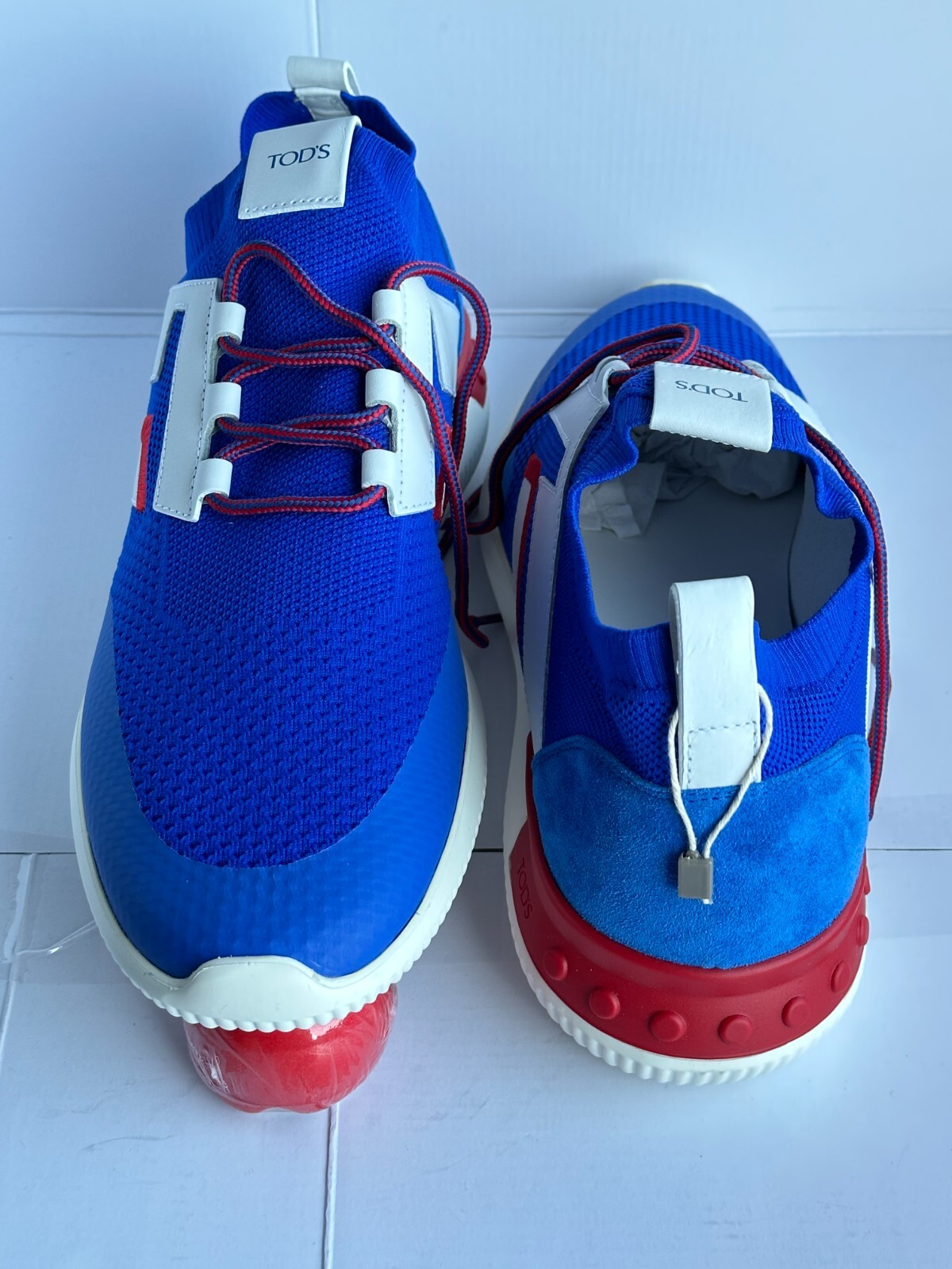 Pre-owned Tod's $875.00  No_code Men's Knit Tech Fabric & Leather Sneakers Size 10us/43eu In Multicolor