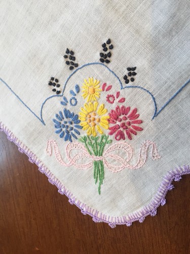 Vtg Dresser Scarves Table Runner Floral Embroidery Crochet Excellent Lot of 2