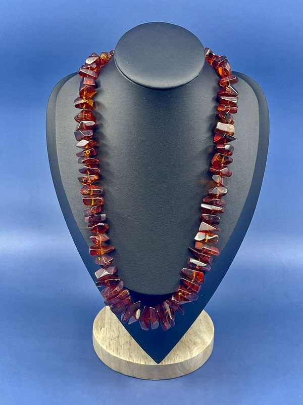 Ancien Collier Ambre Fermoir Argent 64 Grammes Parfait Etat