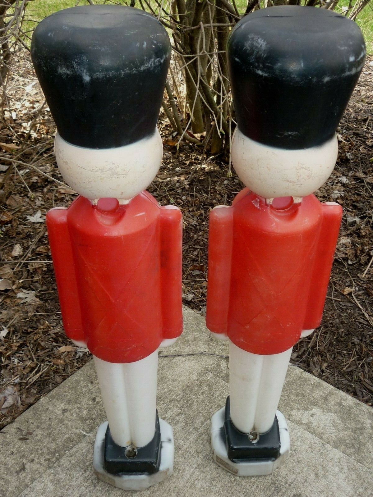 TWO 1980s Soldiers Plastic Blow Molds Lighted Christmas Decorations