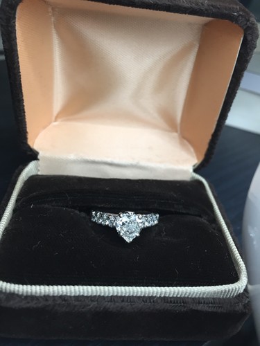 .91CT HEART SHAPED DIAMOND SOLITAIRE W/ACCENTS ENGAGEMENT RING 14K WHITE GOLD