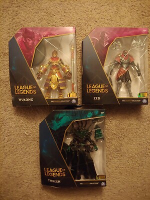 LEAGUE OF LEGENDS CHAMPION COLLECTION THRESH, ZED & WUKONG lot of 3. New in box