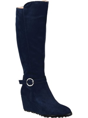 

JOURNEE COLLECTION Женские темно-синие ботинки на танкетке с эффектом памяти InVeronica Almond Toe, Navy, VERONICA
