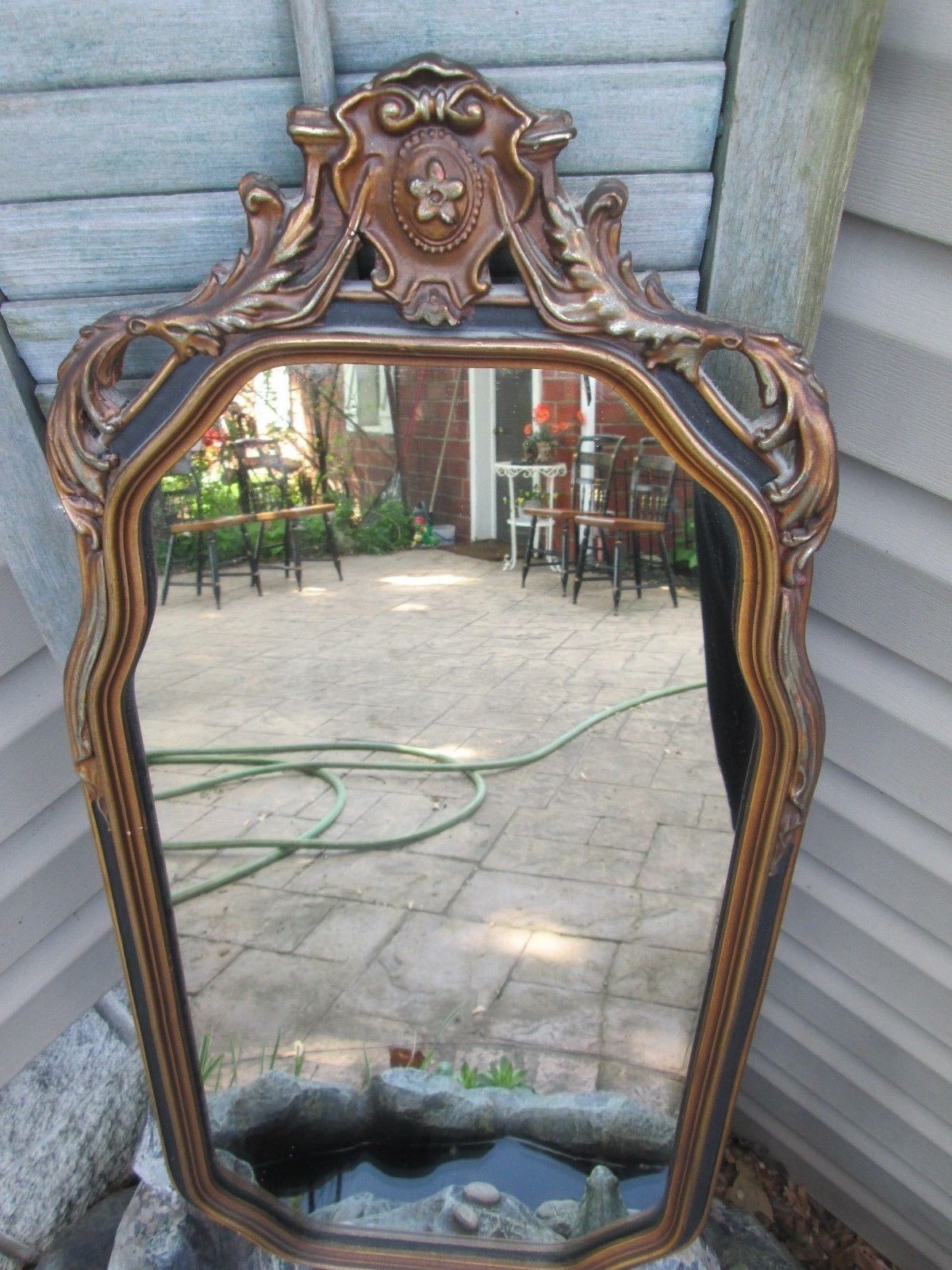 Beautiful Ornate Genevieve Gold BLACK Wooden Mirror GESSO