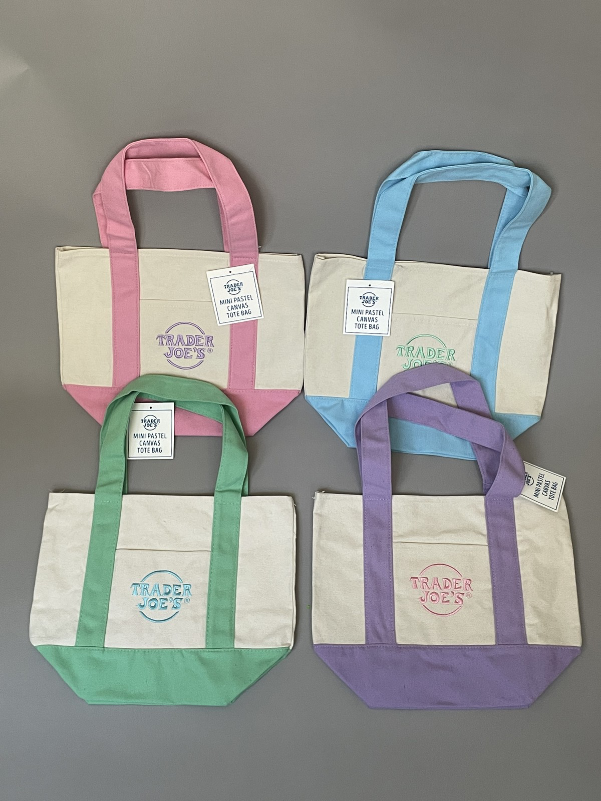 新品未使用トレダージョーズ　パステルカラーミニバッグ4色 TRADER JOE'S トレーダージョーズ ミニ キャンバス トート