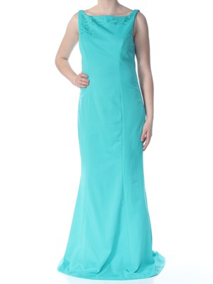 

KAY UNGER Женское бирюзовое платье для выпускного вечера во всю длину с низкой молнией и цветочным принтом, Turquoise