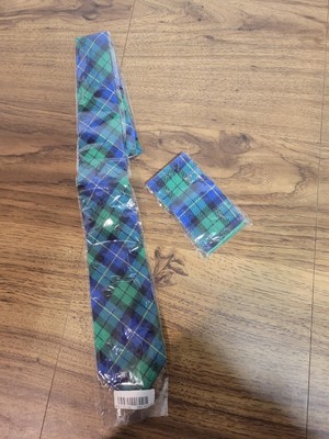 New Mens Hisdern Green Plaid Tie And Pocket Square