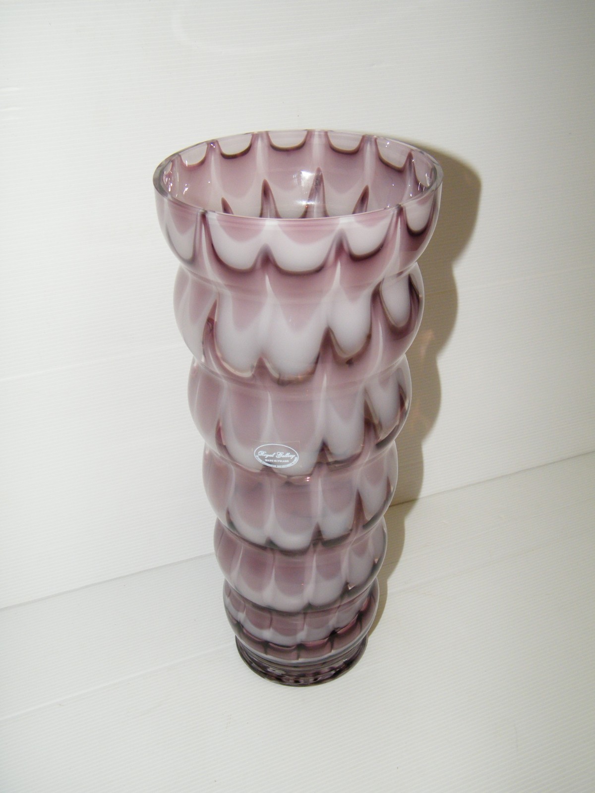 Royal Gallery Poland Federated Dept Stores Purple Swirl Art Glass Vase Amethyst