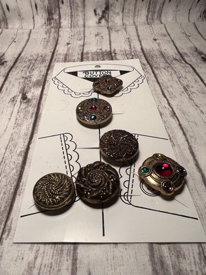 Vintage 6# Accents Fashion Buttons Textured Gold Toned Color