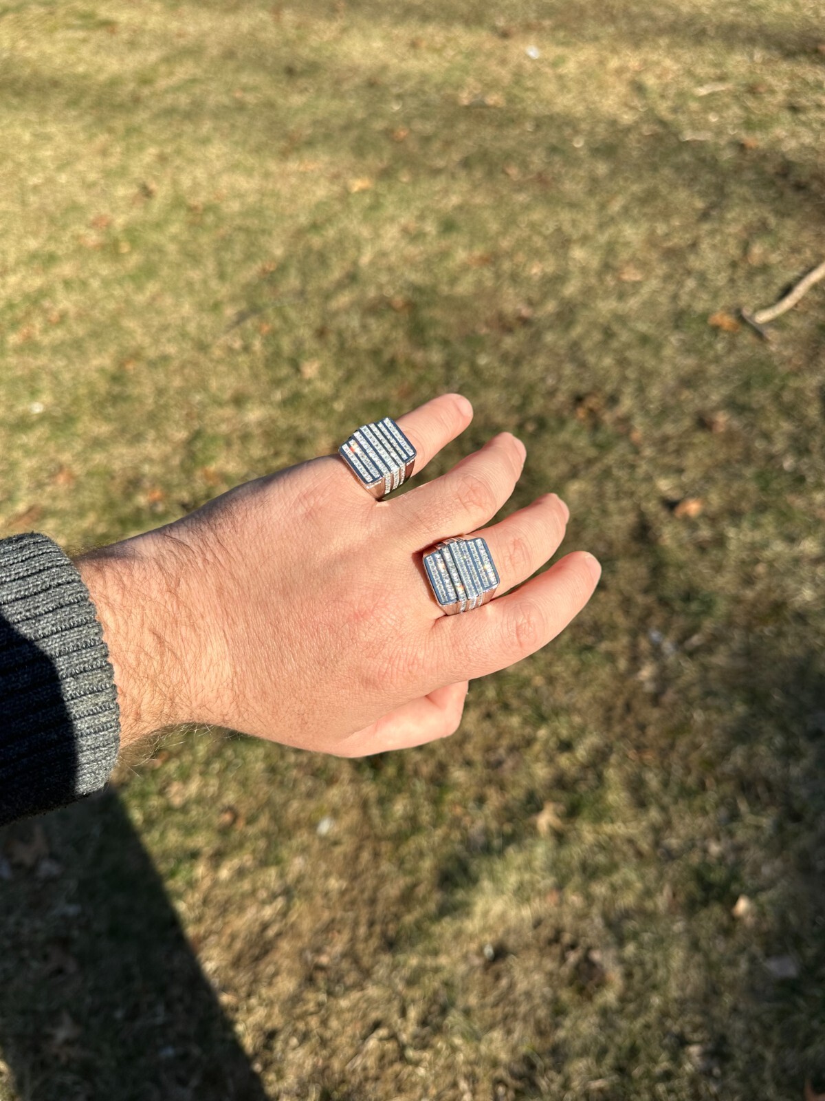 Pre-owned Pinky Moissanite Baguette Ring Real 925 Silver Iced Hip Hop  Pass Diamond Tester