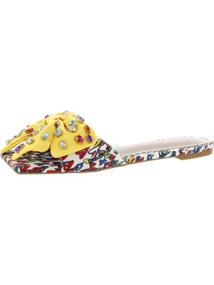 Женские босоножки-слипоны BETSEY JOHNSON Womens Yellow Daisy-r с квадратным носком, 5,5 м