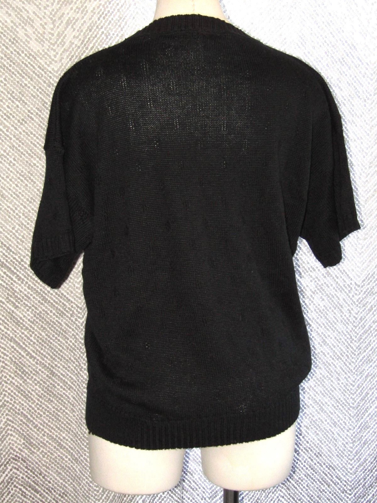 Vintage Women's Jennifer Michaels Black Knit See Through Sweater T-Shirt