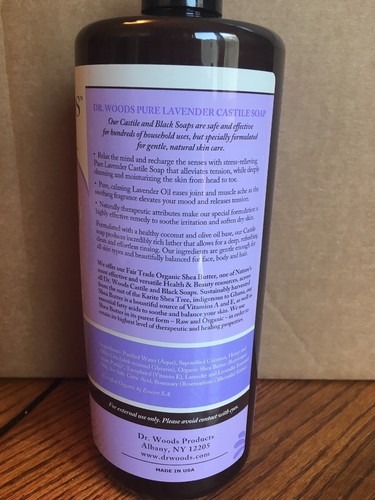 Dr. Woods Lavender Castile Soap w/Shea Butter- 32 oz (946 ml) For All Skin Types
