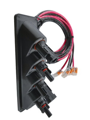 Solar Panel Weatherproof Cable Wire Entry Housing, w Connectors, Vertical 4 Port