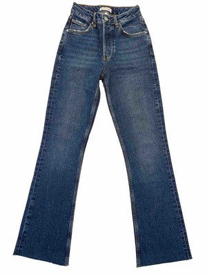 Anine Bing Womens 24 Lara High Rise Straight Leg Raw Hem Jeans Blue Cotton 22X29