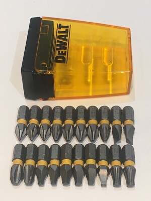 DeWALT  12 PC Insert  Screw Bits PH1 PH2 PH3 SQ1 SQ2 SL6 SL8 T25 w/Pocket Case