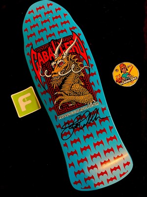 RARE SIGNED Steve Caballero Blue Bats Dragon Powell Peralta Skateboard Deck