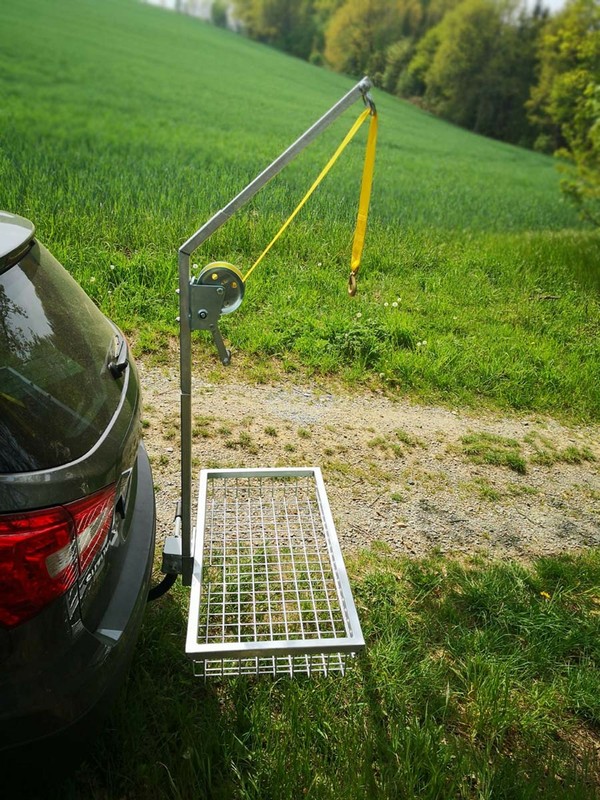 Mobile Aufbrechhilfe Zerwirkhilfe Mit WildtrÃ¤Ger Gurtseilwinde Schnellverschluss