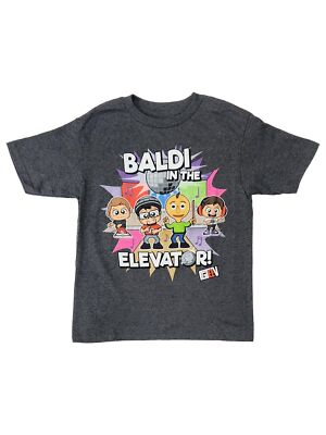 Boys Gray Short Sleeve FGTEEV Baldi In The Elevator Tee T-Shirt