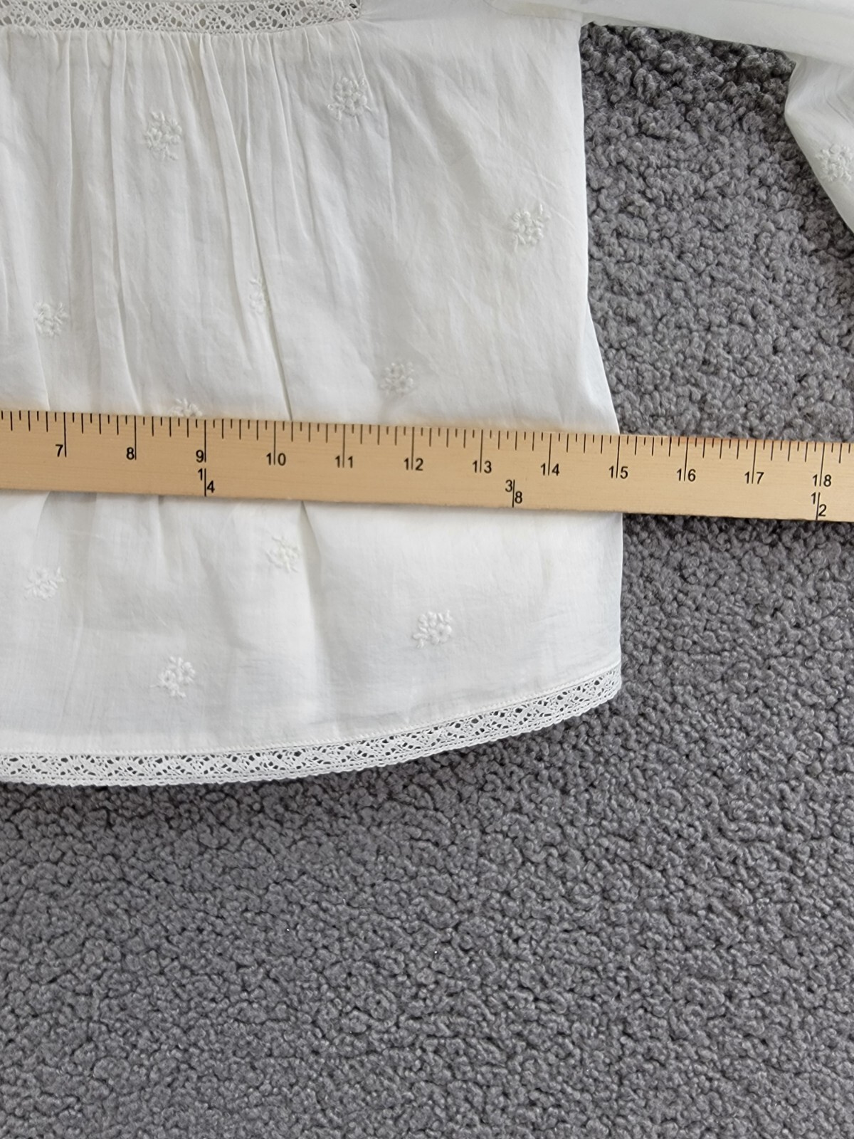 Ralph Lauren Embroidered Voile Top Girls' 6 White Collared Ruffled Button Back - Picture 7 of 17