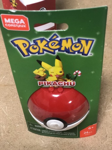 Mega Construx Pokemon Lot of 2 Santa & Candy Cane Pikachu FVK72 New Christmas
