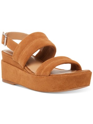 Женские коричневые босоножки AQUA COLLEGE Womens на платформе Nuria из кожи на танкетке 7,5 М