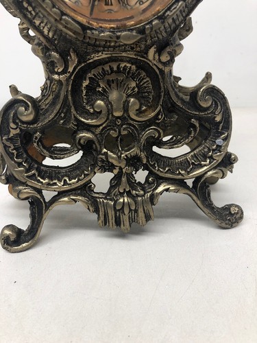 Brass Table Clock Antique Roman Numerals Vintage