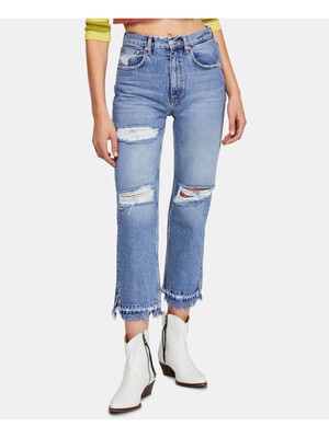 

Темно-синие женские рваные джинсы FREE PEOPLE с бахромой, талия 28, Navy, OB938053