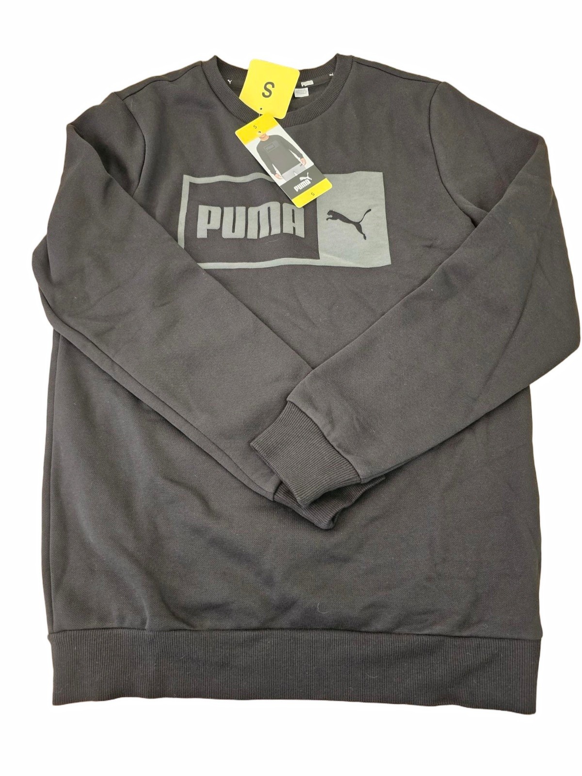 PUMA Mens Pullover Split Graphic Logo Crewneck Sweatshirt Black SM / SMALL