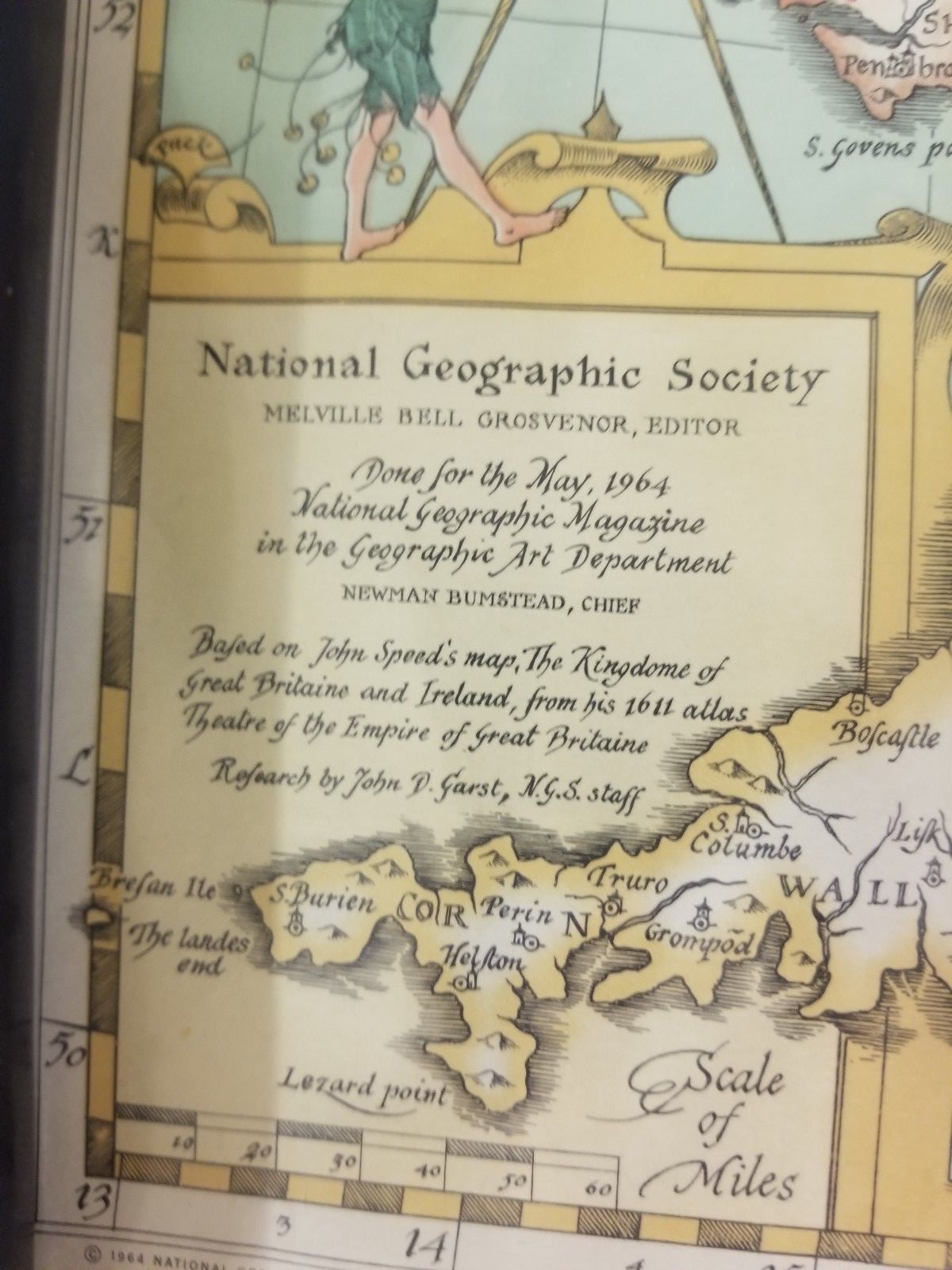 Shakespeare's Britain National Geographic map 1964 VG 181213