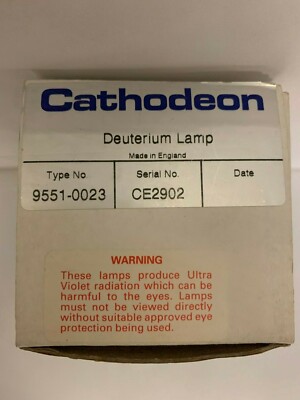 Cathodeon Deuterium Lamp Type No# 9551-0023. PN:P5-1085-00-5020.