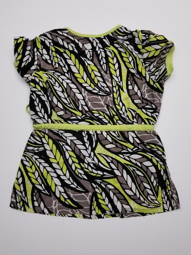 Koi by Kathy Peterson Nursing Scrub Top Small Mock Wrap EUC Preowned Black Green