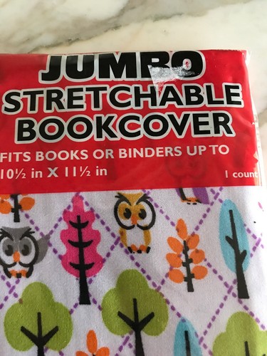 Jumbo Stretch Fabric Book Sox Cover Owls Trees Multi Color 10.5 x 11.5 inches