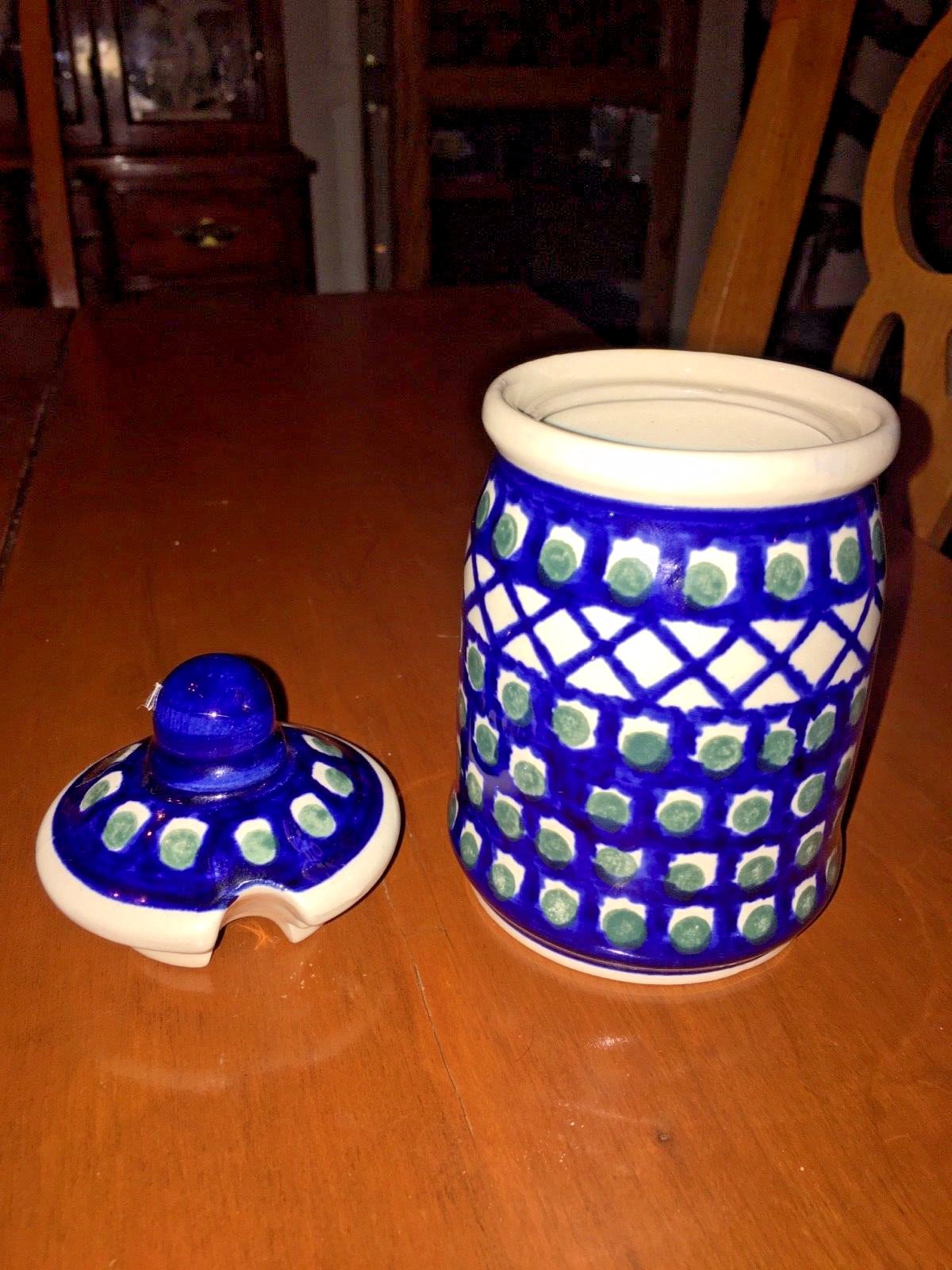 Boleslawiec Honey Pot or Jam Jar Handmade Polish Pottery