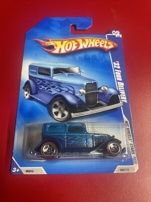 2008 Hot Wheels #49 All Stars 9/36 '32 FORD DELIVERY Blue Variant w/Chrome 5 Sp