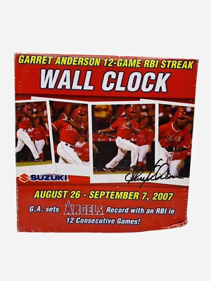Angels WALL CLOCK Stadium Giveaway GARRET ANDERSON 12 Game RBI Streak 2007 MLB