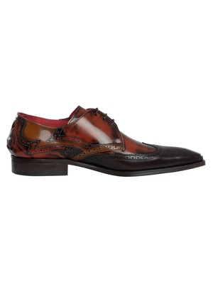Pre-owned Jeffery West Men's Derby Brogue Leather Shoes, Brown