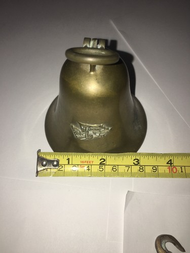Vintage Small Brass Farm Bell With Farm Combine Implement