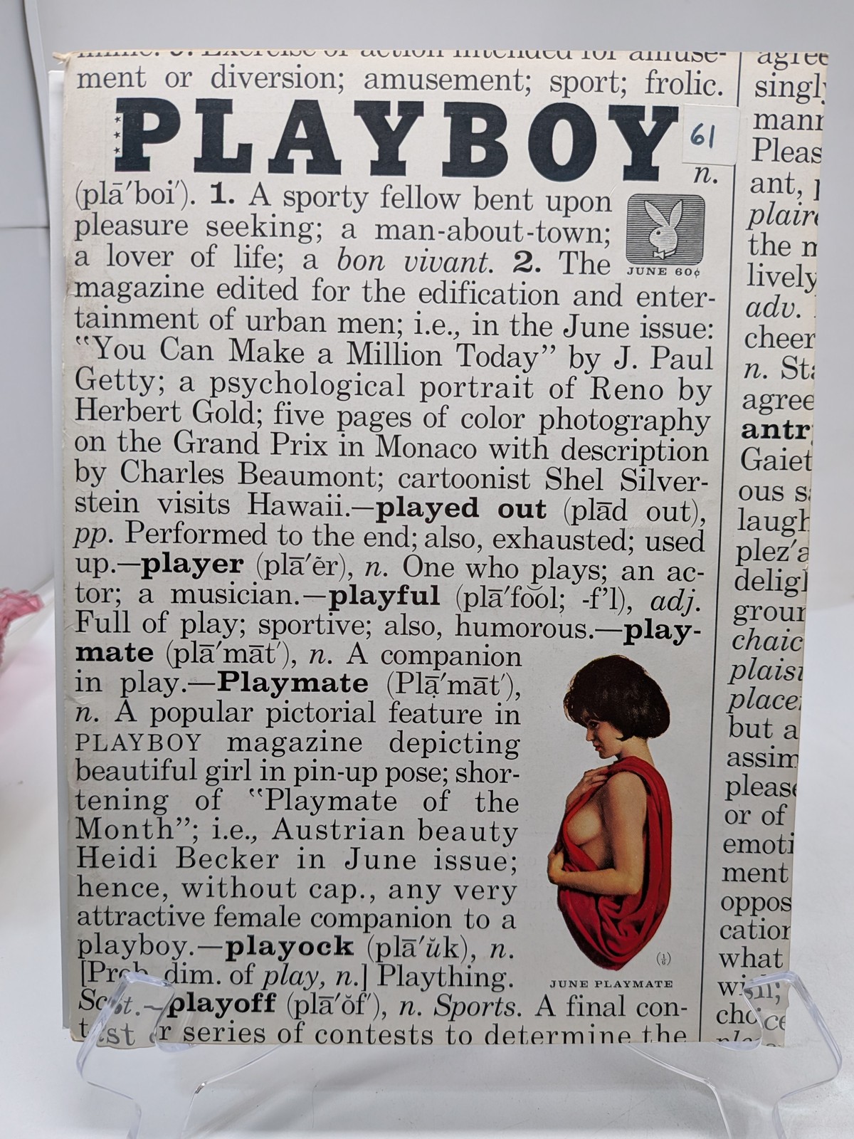 Playboy Magazine June 1961 🔥 PM Heidi Becker 🔥 Frederik Pohl 🔥 C