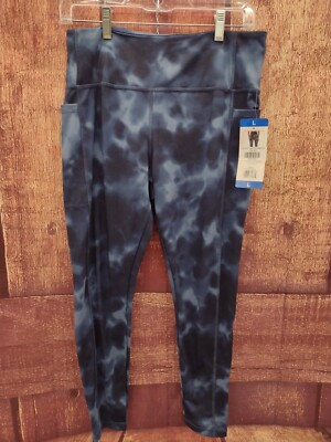 Danskin Ladies Navy Wash Print Leggings Size Large 